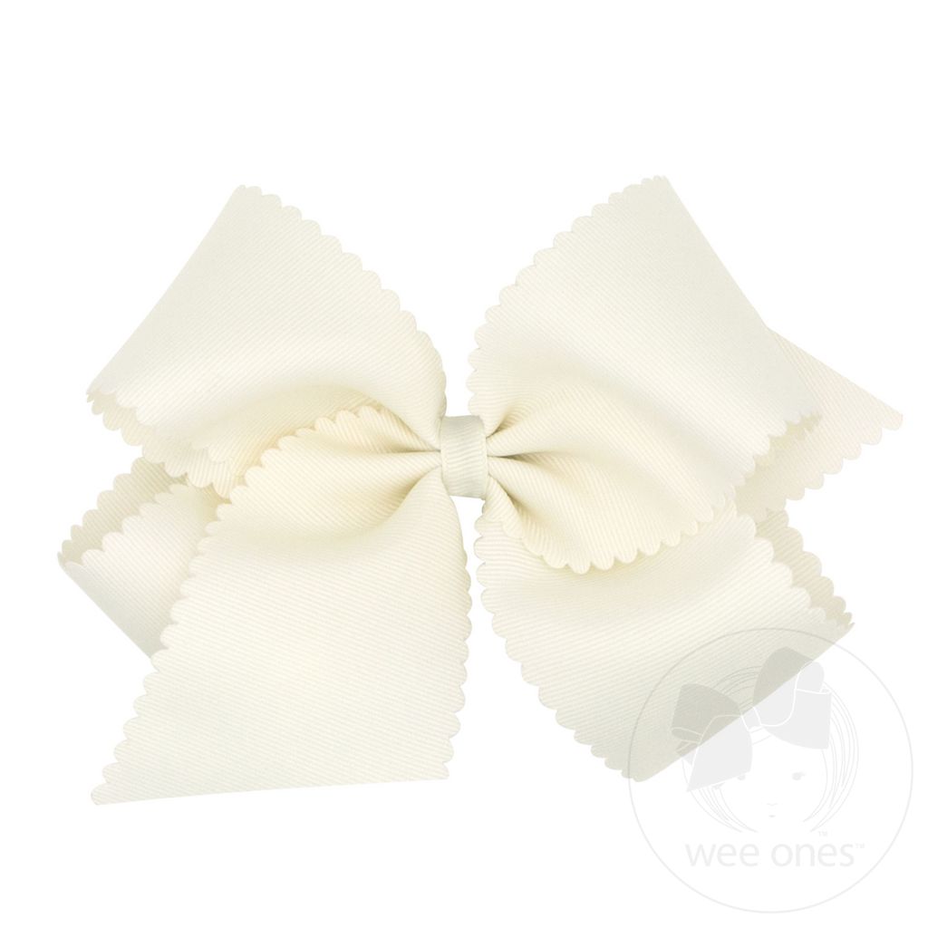 King Grosgrain Hair Bow Scalloped Edge