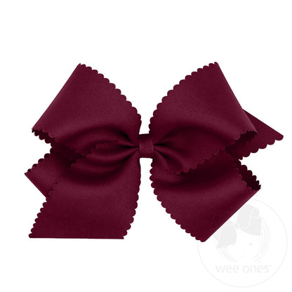 King Grosgrain Hair Bow Scalloped Edge