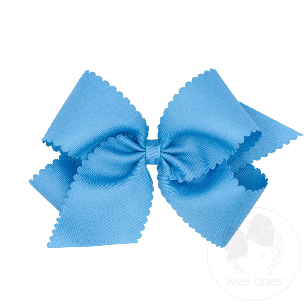 Medium Grosgrain Hair Bow with Scalloped Edge