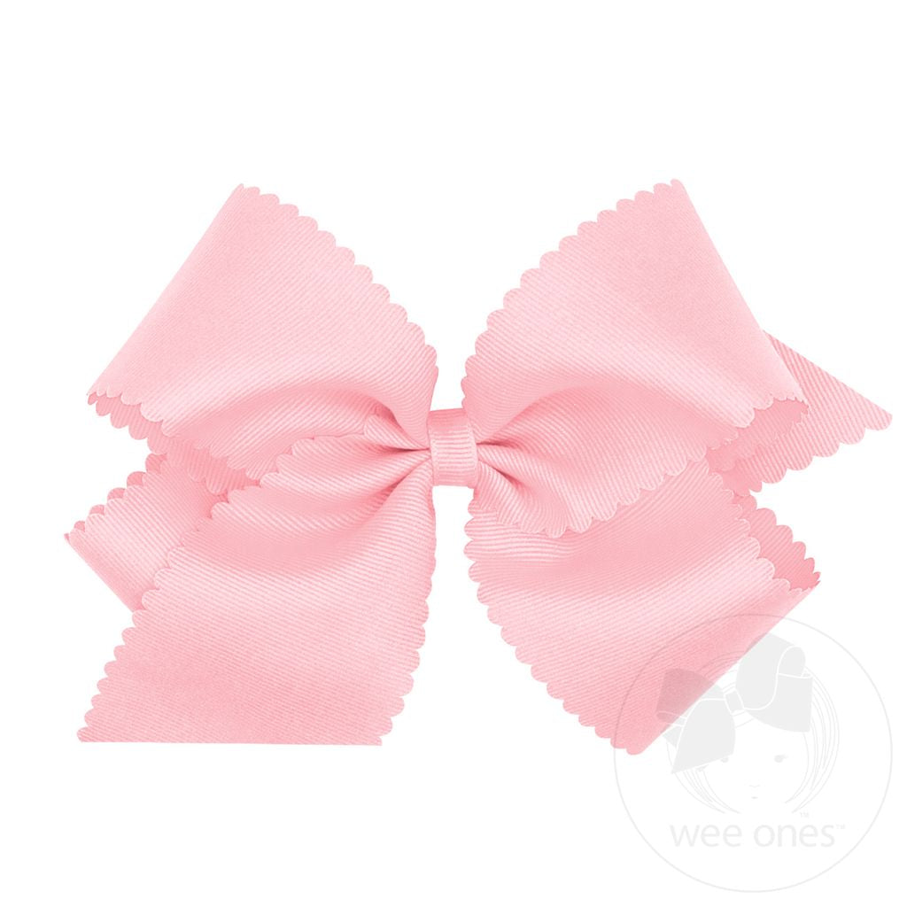 King Grosgrain Hair Bow Scalloped Edge