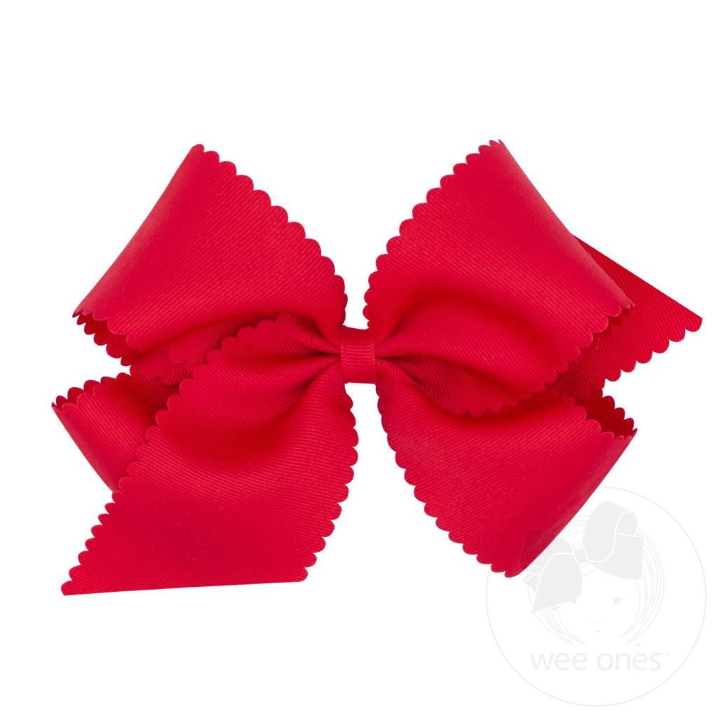 King Grosgrain Hair Bow Scalloped Edge