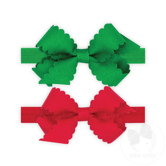 Two Mini Scallop Bows With Bands