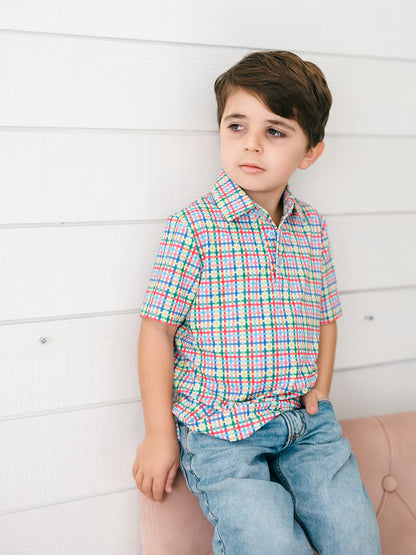 Color Pop Plaid Boy's Polo