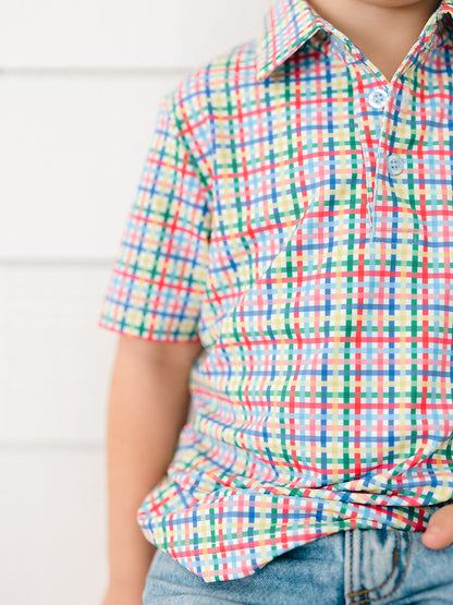 Color Pop Plaid Boy's Polo