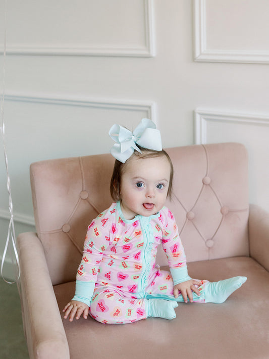 Pink Convo Hearts Ruffle Romper