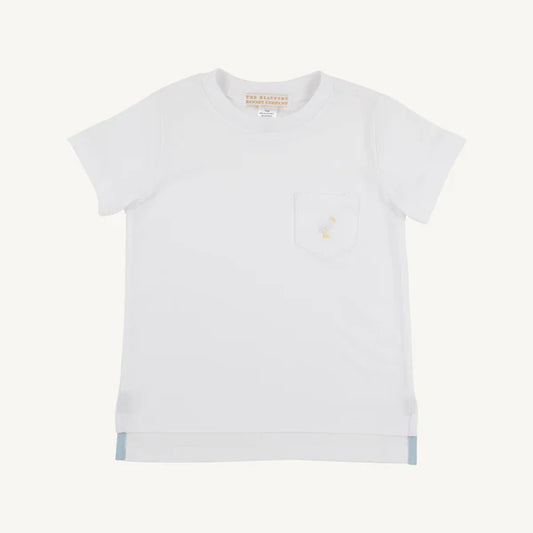 Carter Crewneck - Worth Avenue White with Multicolor Stork