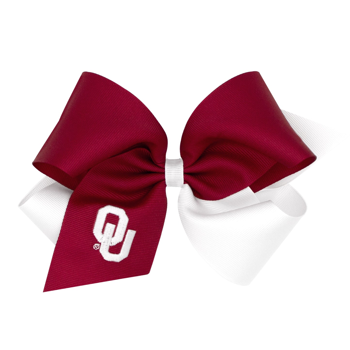 King OU Two-Tone Embroidered Hair Bow