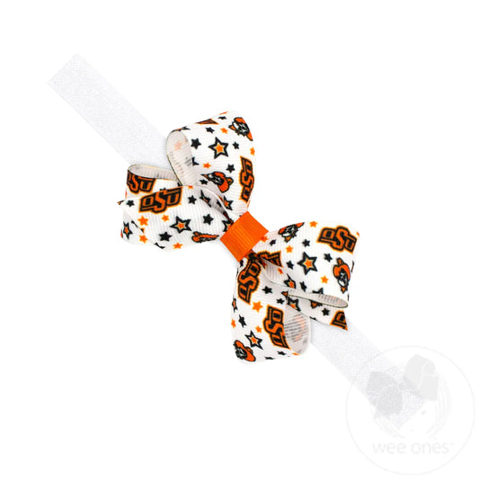 Mini Signature Collegiate Logo Hair Bow on Elastic Baby Band