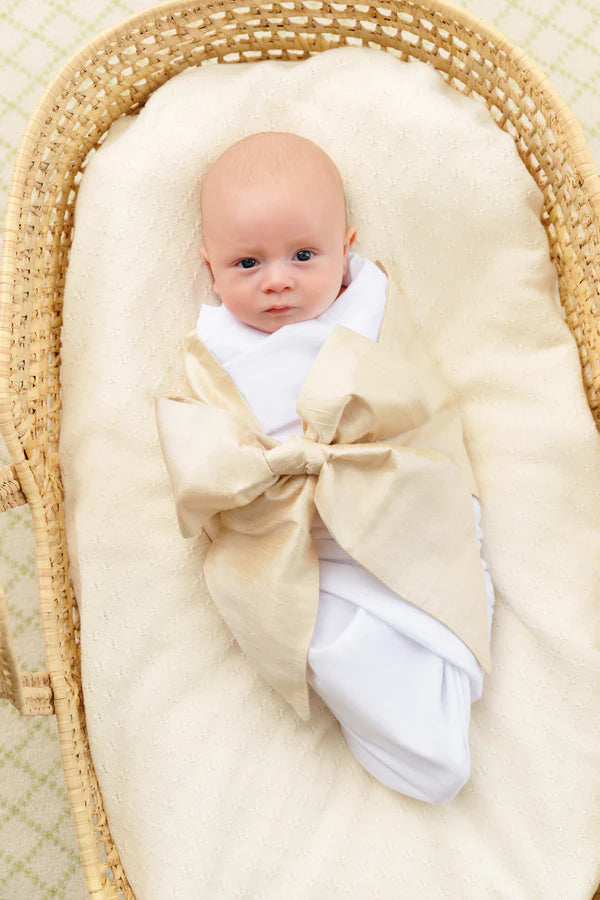 Bow Swaddle- Pearl Strand Silk