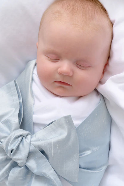 Bow Swaddle- Sea Blue Silk