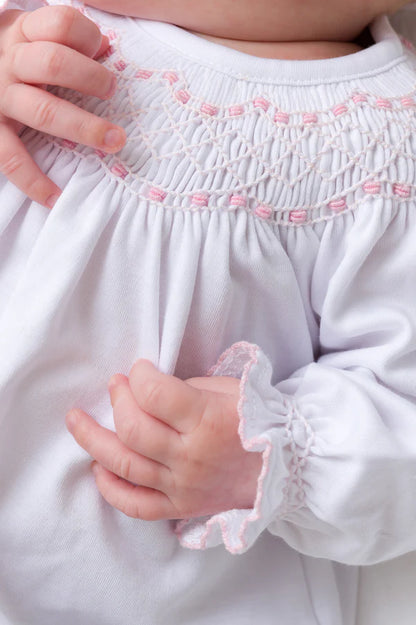 Sweetly Smocked Greeting Gown- Palm Beach Pink
