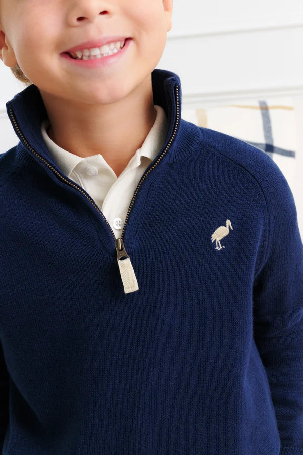 Hayden Half Zip Sweater - Nantucket Navy/Osprey Oatmeal