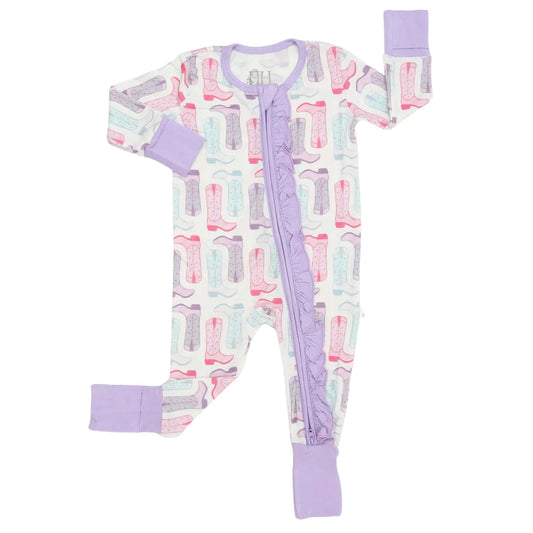 Girls Petals & Spurs Ruffle Double Zipper Romper