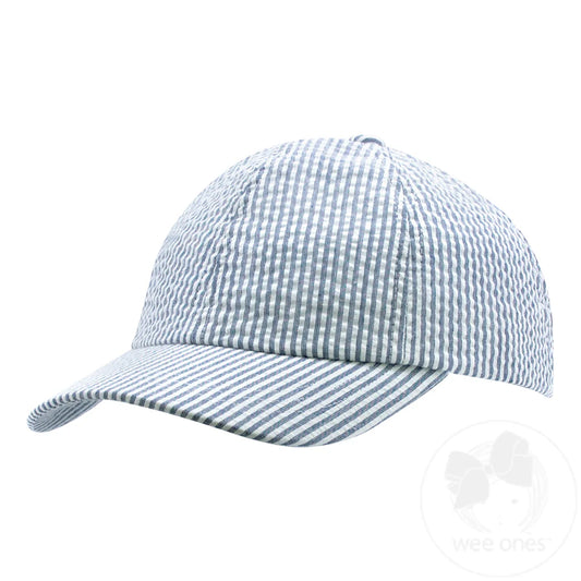 Seersucker Ball Cap-Denim