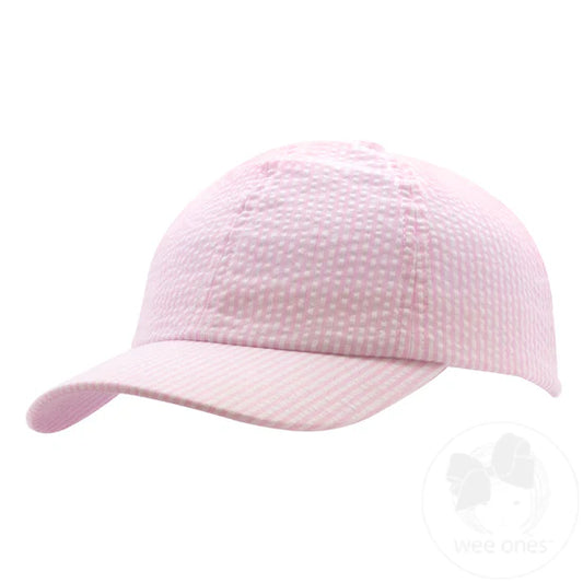Seersucker Ball Cap-Pink