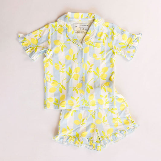 Ruffle Set- Lemons Blue