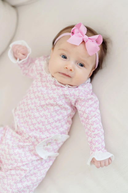 Lucy Girls Romper- Pretty Pink Bows
