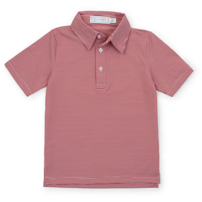 Will Boys' Golf Polo Shirt - Red Stripes