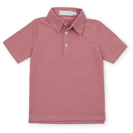 Will Boys' Golf Polo Shirt - Red Stripes