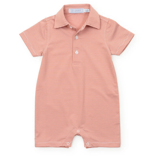 Tripp Boys' Pima Cotton Polo Shortall - Orange Stripes