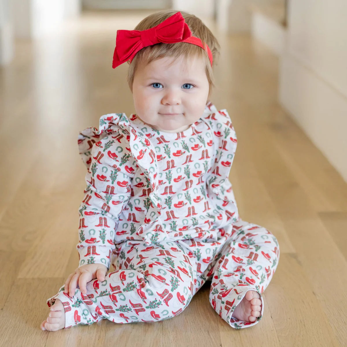 Evelyn Girls Romper- Cowboy Christmas