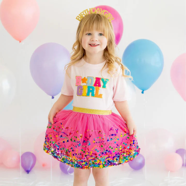 Birthday Girl Patch Short Sleeve T-Shirt- Ballet