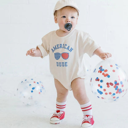 American Dude Short Sleeve Romper - Natural