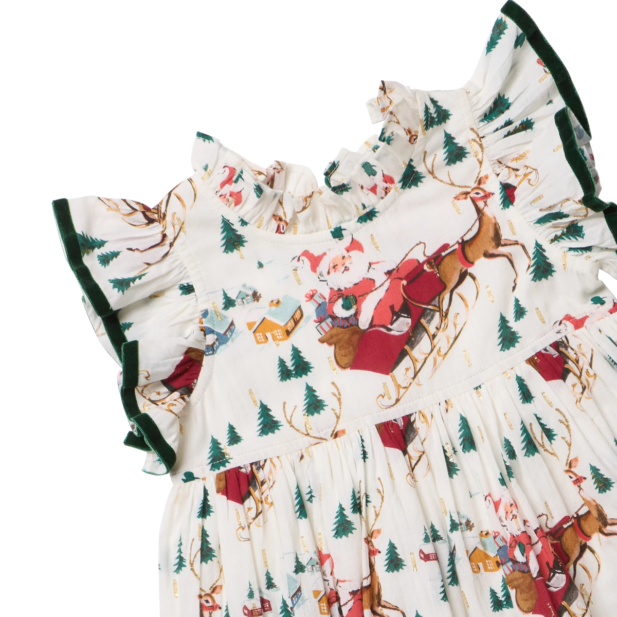 Girls Jennifer Dress - Santa Sleigh