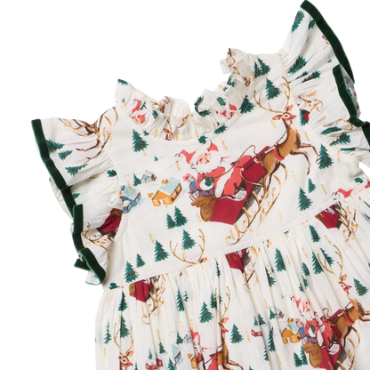 Girls Jennifer Dress - Santa Sleigh