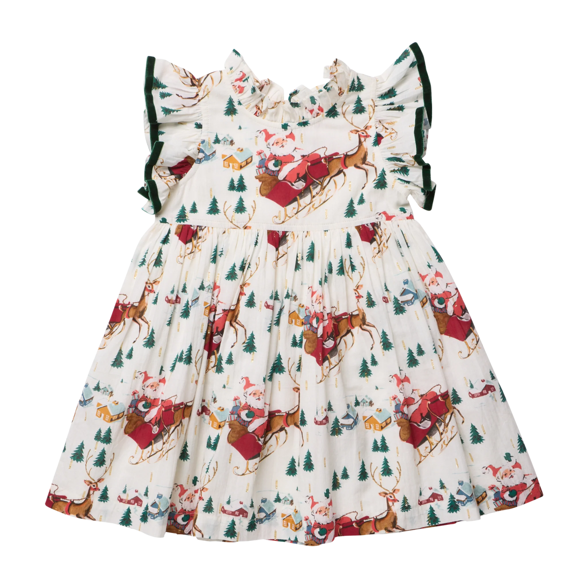 Girls Jennifer Dress - Santa Sleigh