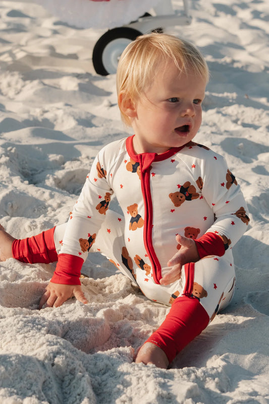 Star Spangled Teddy Zipper Romper