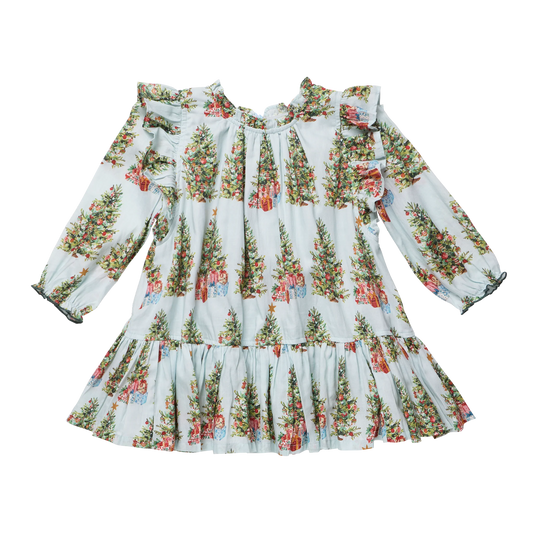 Girls Harper Dress - Trees and Presents