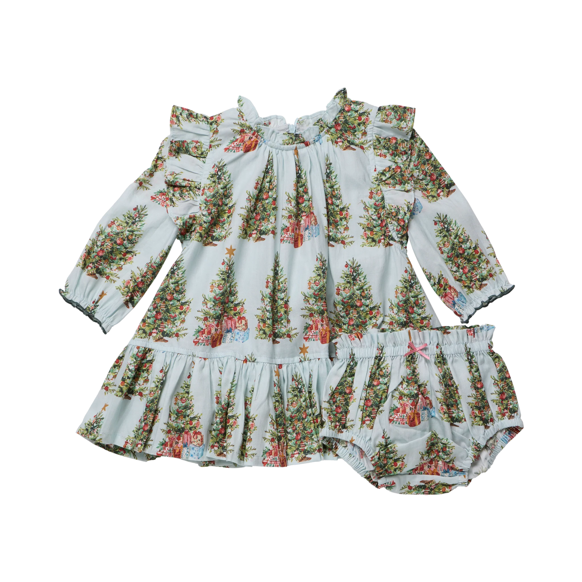 Baby Girls Harper Dress Set - Trees and Presents