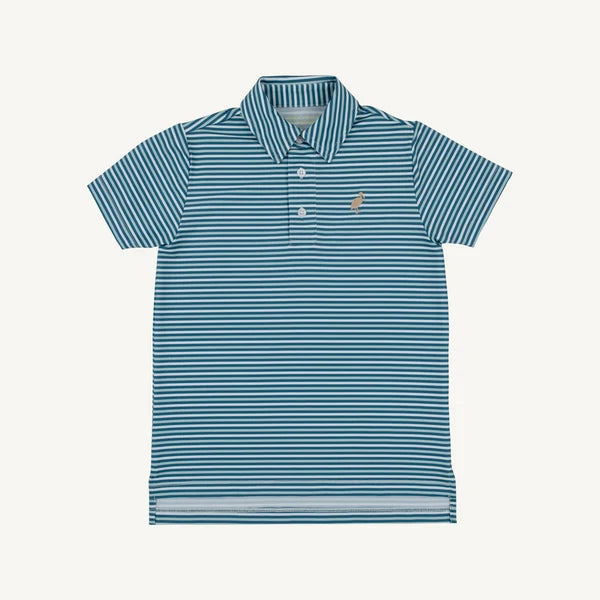 Prepletic™ Prim & Proper Polo - Sumner County Stripe (Barnsley Blue) with Keeneland Khaki Stork