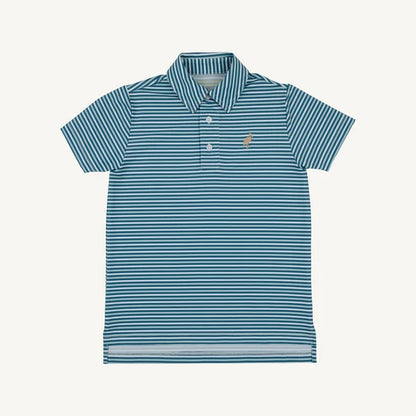 Prepletic™ Prim & Proper Polo - Sumner County Stripe (Barnsley Blue) with Keeneland Khaki Stork
