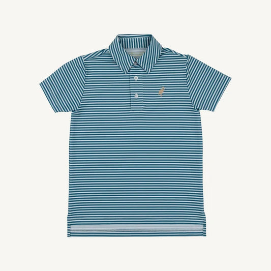 Prepletic™ Prim & Proper Polo - Sumner County Stripe (Barnsley Blue) with Keeneland Khaki Stork