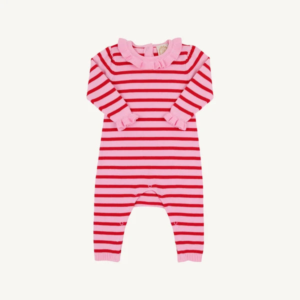 Reece Ruffle Romper - Richmond Red & Pier Party Pink Stripe