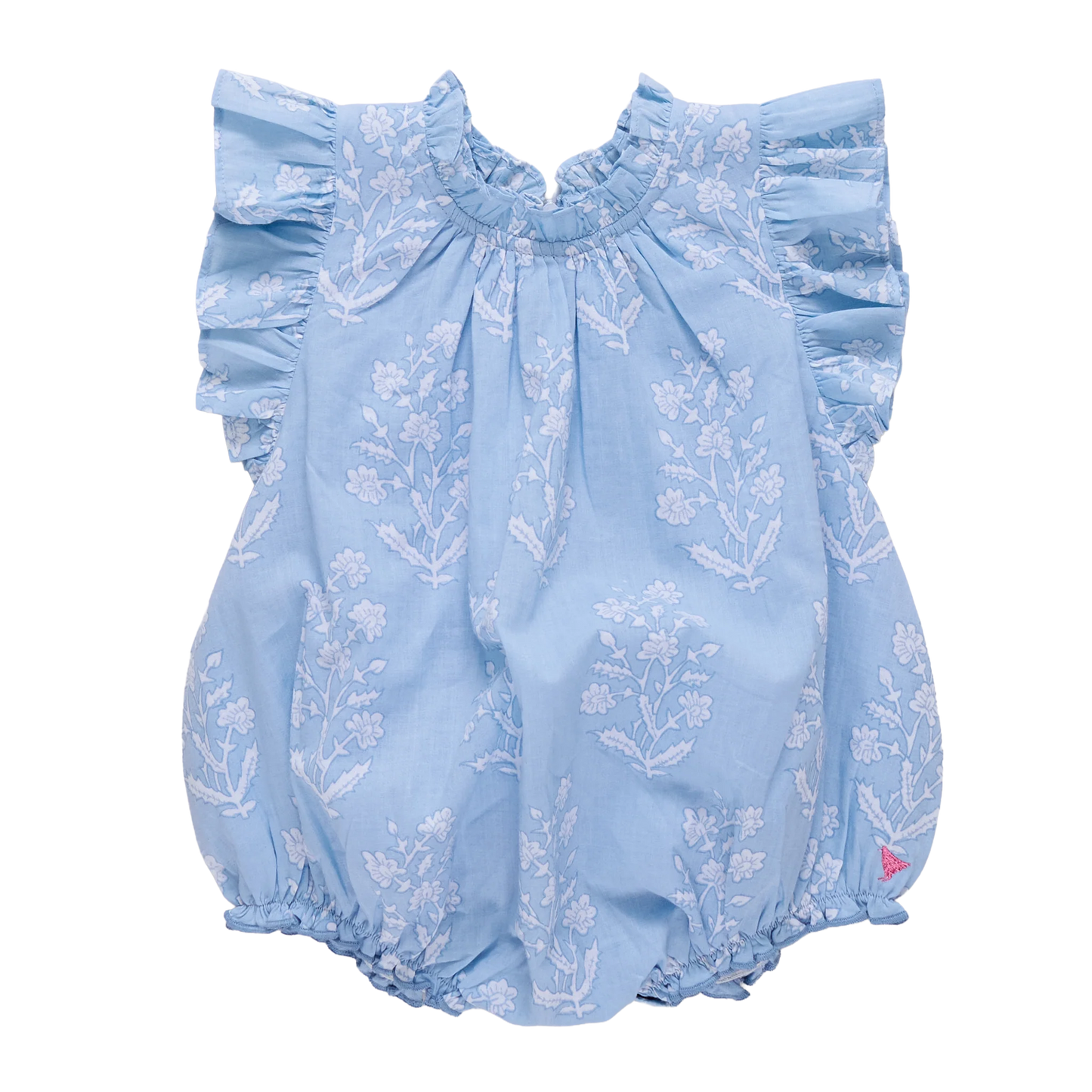 Baby Girls Harper Bubble- Blue Dewdrop Block Print