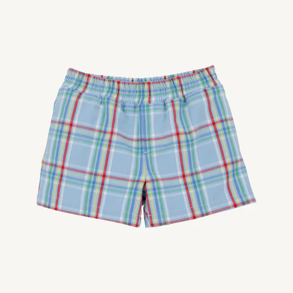 Sheffield Shorts - Kensington Court Plaid with Worth Avenue White Stork