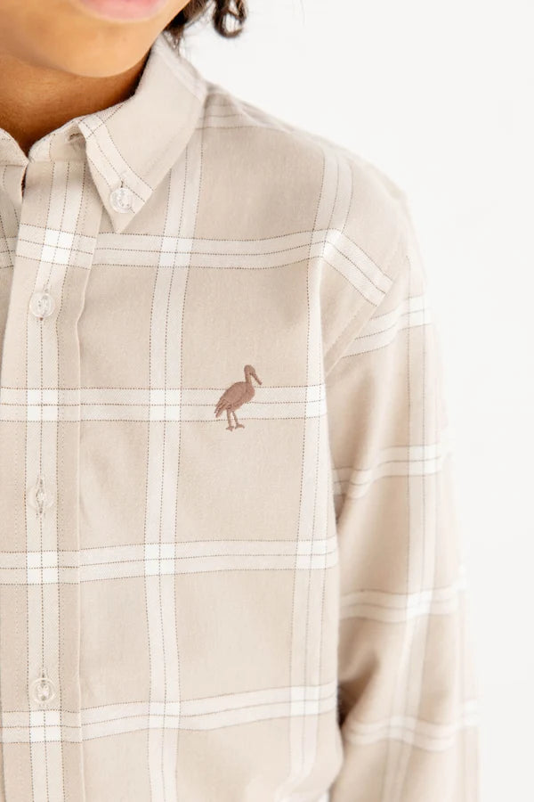 Dean's List Dress Shirt - Thompson Park Plaid with Gray Bay Brown Stork
