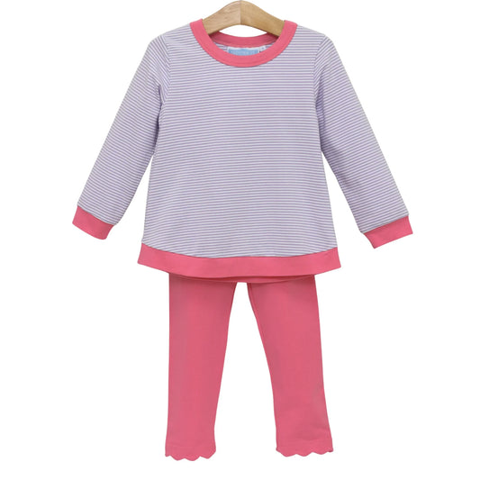 Reagan Pant Set - Lavender Stripe