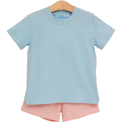 Shepherd Short Set- Coral Stripe/Light Blue