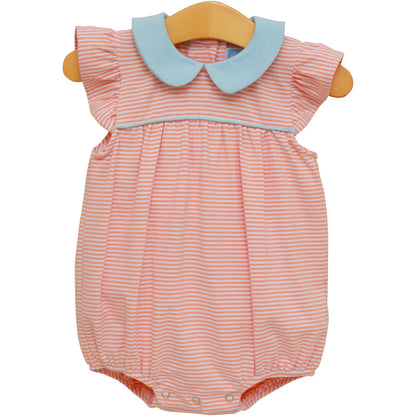 Genevieve Bubble- Coral Stripe/Light Blue