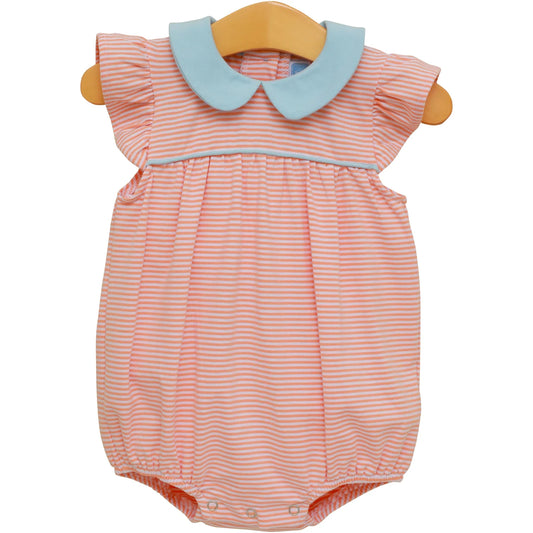 Genevieve Bubble- Coral Stripe/Light Blue
