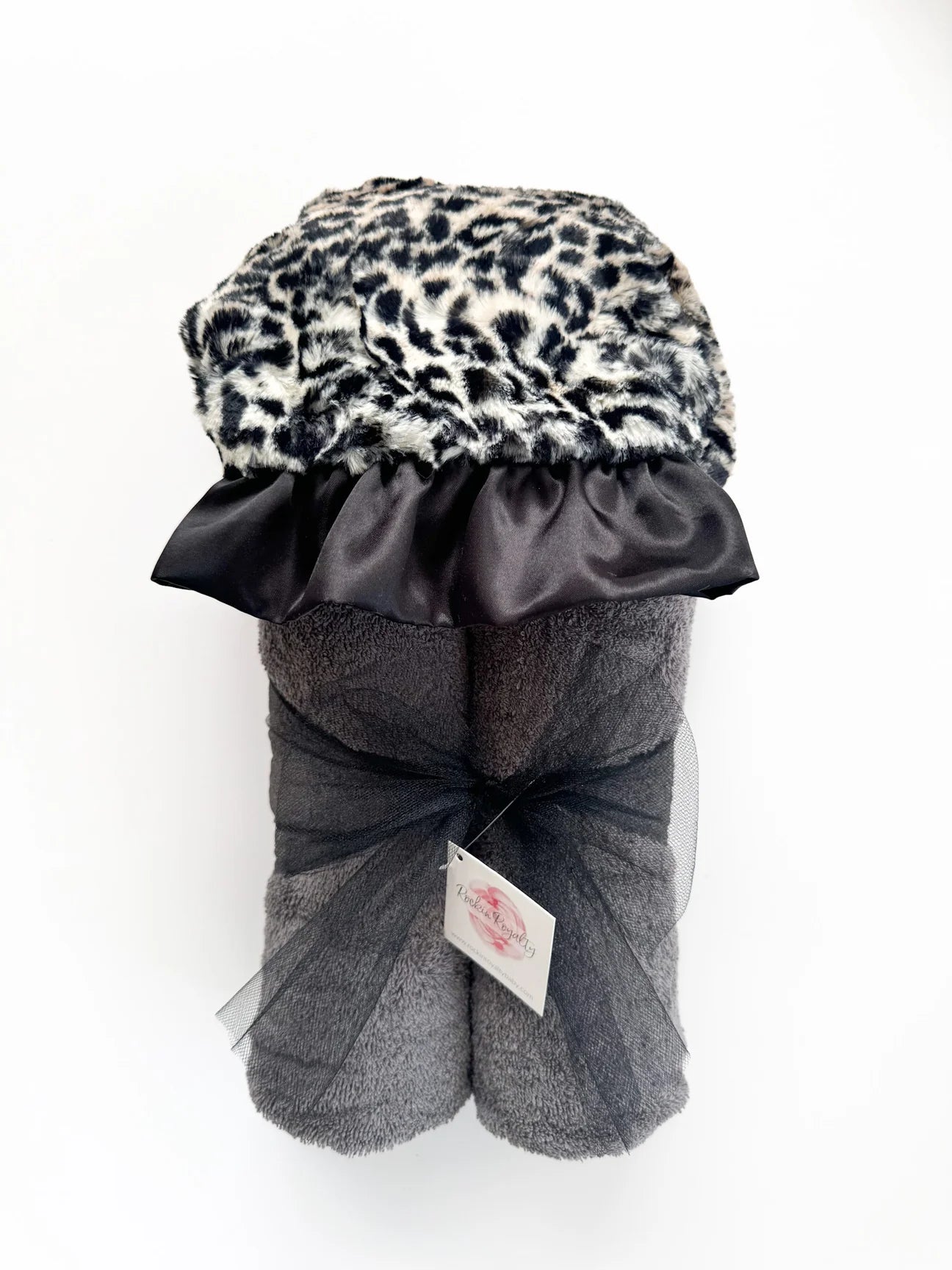 Plush Hooded Bath Towel - Black Cheetah
