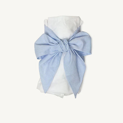 Bow Swaddle- Breakers Blue Seersucker