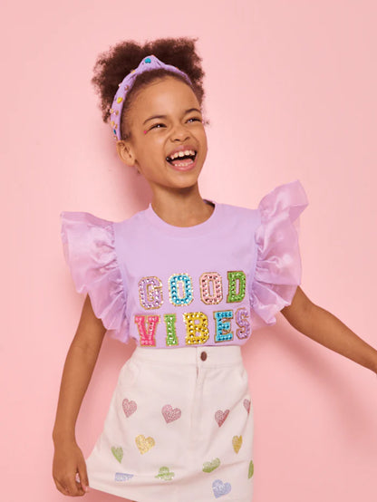 Good Vibes Gem Ruffle Shirt