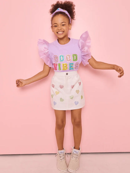 Good Vibes Gem Ruffle Shirt