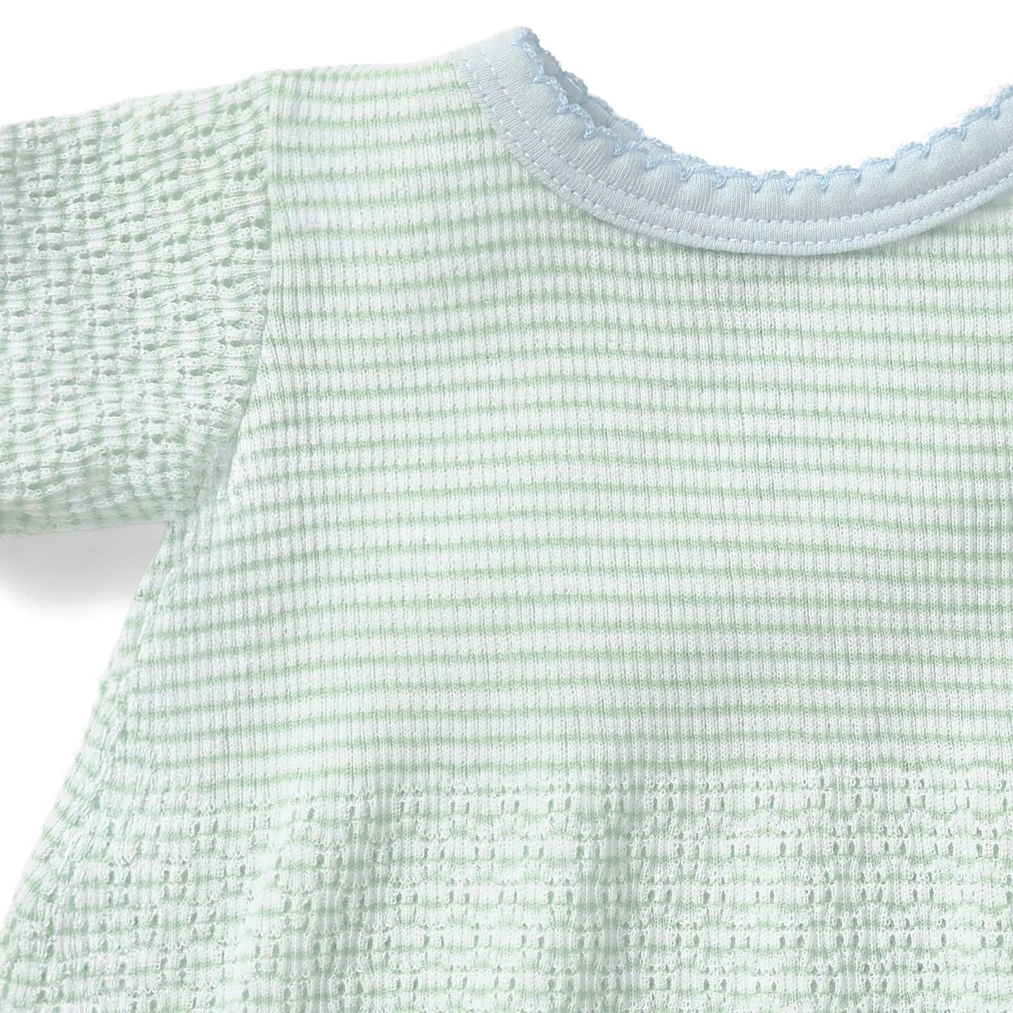 Paty Knit Solid Color Bubble with Pima Trim - Mint w/ Blue Trim