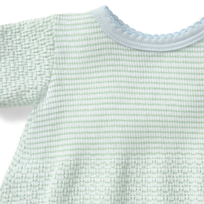 Paty Knit Solid Color Bubble with Pima Trim - Mint w/ Blue Trim